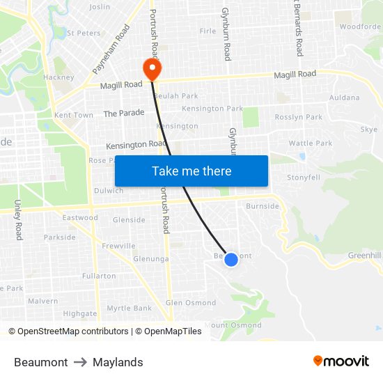 Beaumont to Maylands map