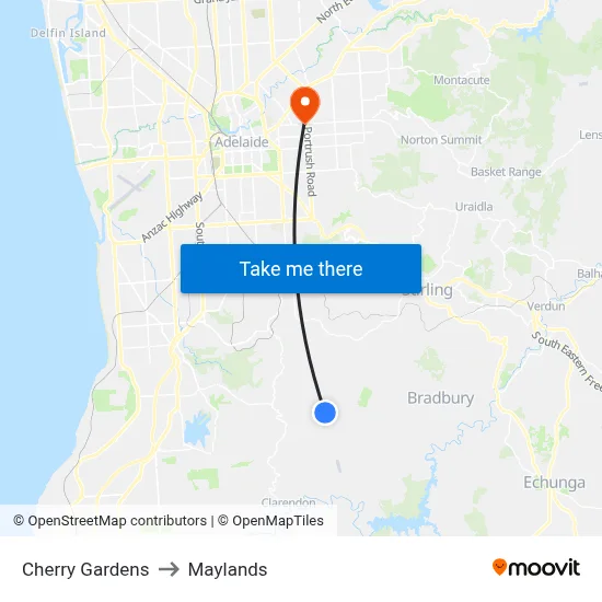Cherry Gardens to Maylands map
