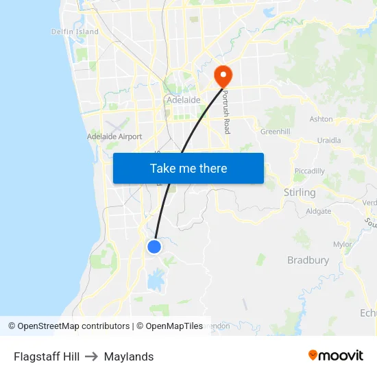 Flagstaff Hill to Maylands map