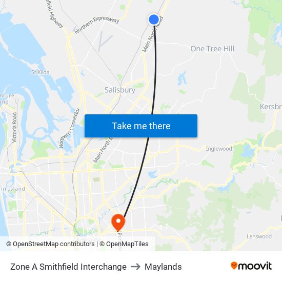 Zone A Smithfield Interchange to Maylands map