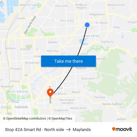 Stop 42A Smart Rd - North side to Maylands map