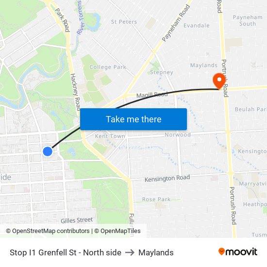 Stop I1 Grenfell St - North side to Maylands map