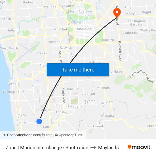 Zone I Marion Interchange - South side to Maylands map