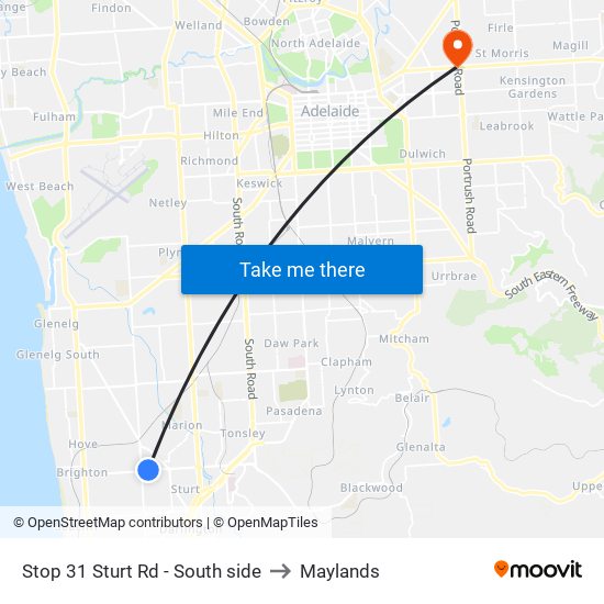 Stop 31 Sturt Rd - South side to Maylands map