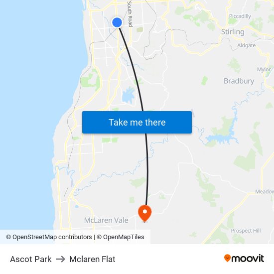 Ascot Park to Mclaren Flat map