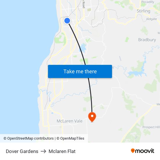 Dover Gardens to Mclaren Flat map