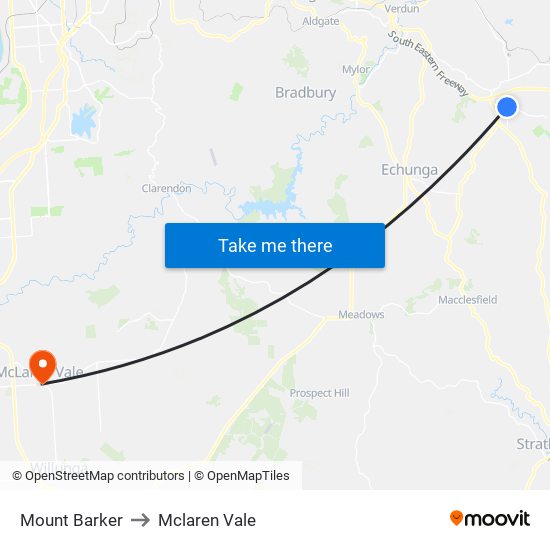 Mount Barker to Mclaren Vale map