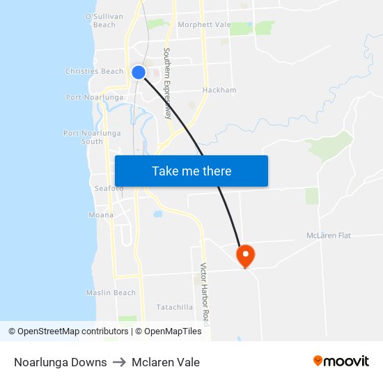 Noarlunga Downs to Mclaren Vale map