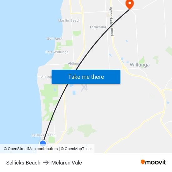 Sellicks Beach to Mclaren Vale map