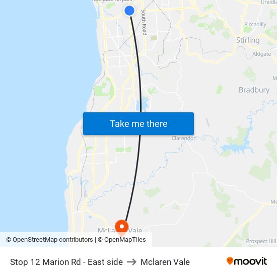 Stop 12 Marion Rd - East side to Mclaren Vale map