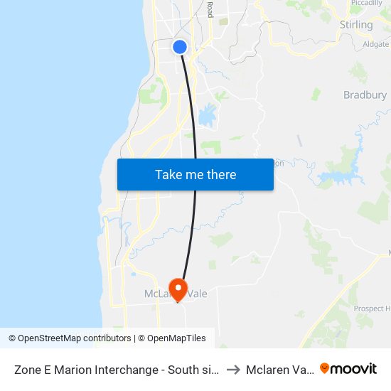 Zone E Marion Interchange - South side to Mclaren Vale map