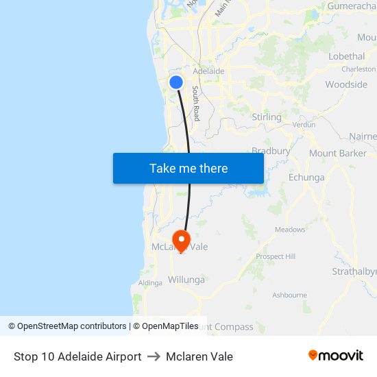 Stop 10 Adelaide Airport to Mclaren Vale map