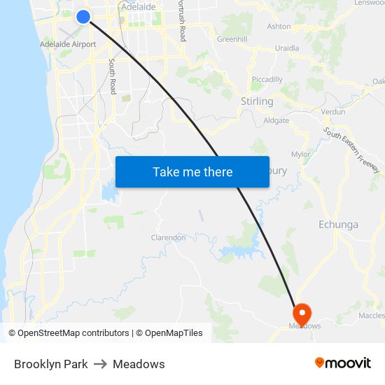 Brooklyn Park to Meadows map