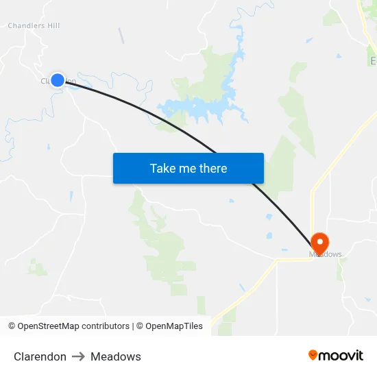 Clarendon to Meadows map