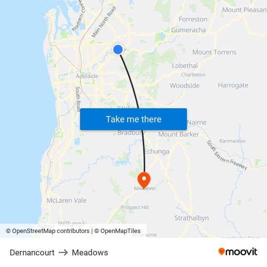 Dernancourt to Meadows map