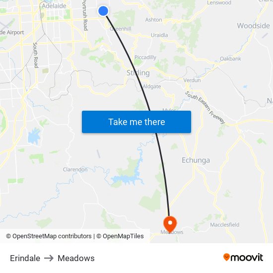 Erindale to Meadows map