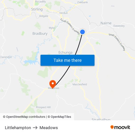 Littlehampton to Meadows map
