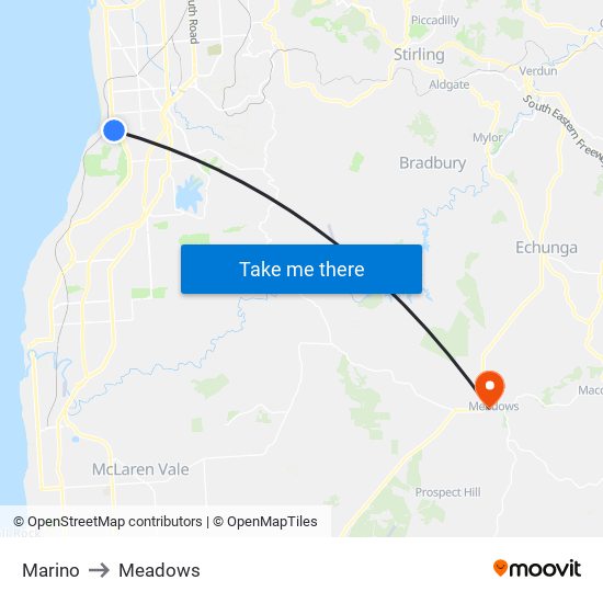 Marino to Meadows map