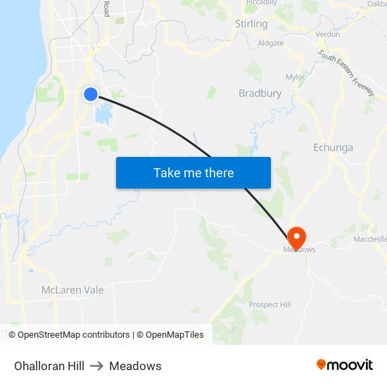 Ohalloran Hill to Meadows map