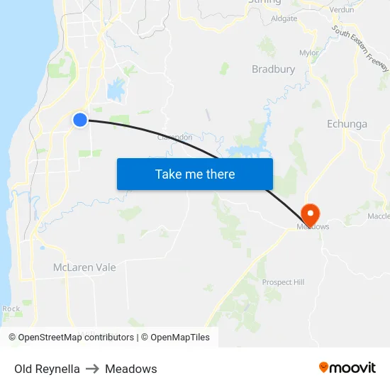 Old Reynella to Meadows map