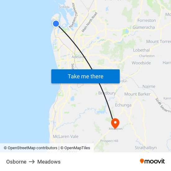 Osborne to Meadows map