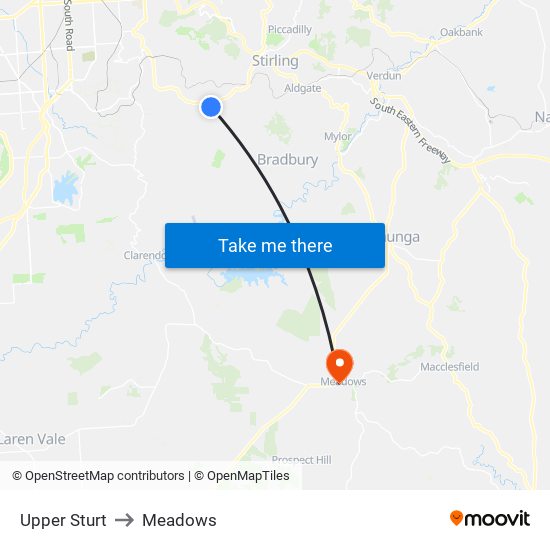 Upper Sturt to Meadows map