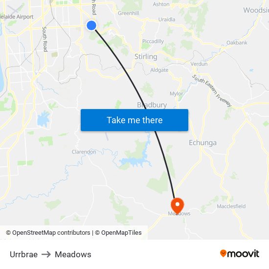 Urrbrae to Meadows map