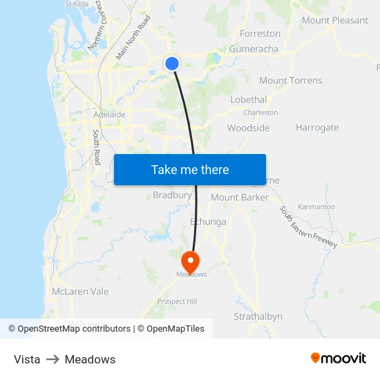 Vista to Meadows map