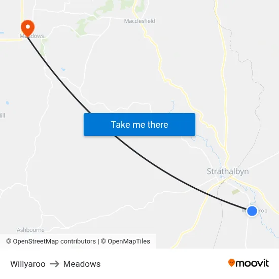 Willyaroo to Meadows map