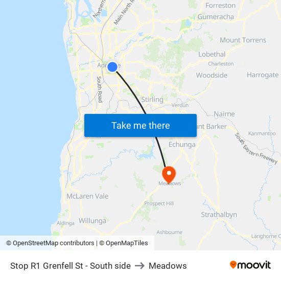 Stop R1 Grenfell St - South side to Meadows map
