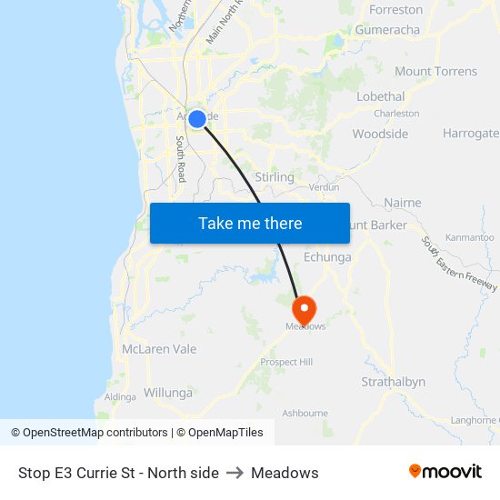 Stop E3 Currie St - North side to Meadows map