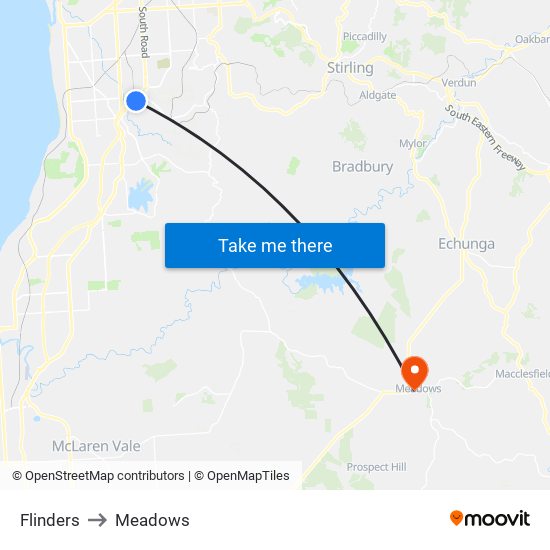 Flinders to Meadows map