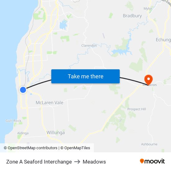 Zone A Seaford Interchange to Meadows map