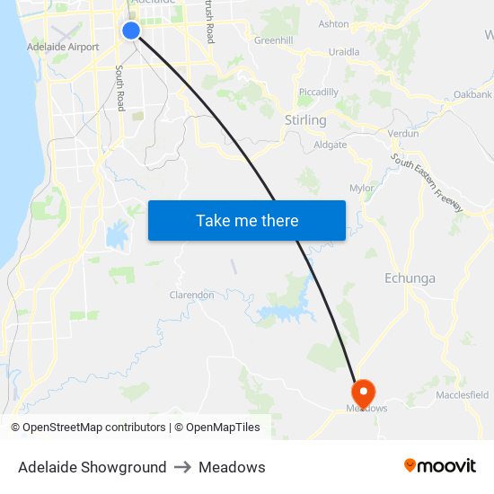 Adelaide Showground to Meadows map