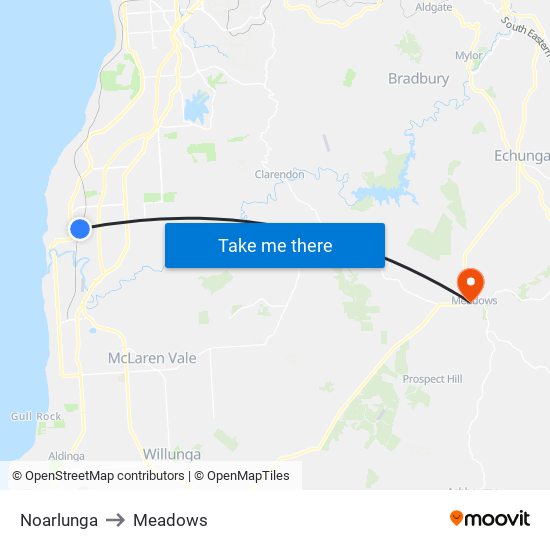 Noarlunga to Meadows map