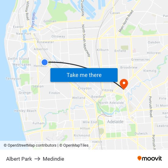 Albert Park to Medindie map