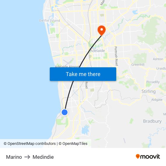 Marino to Medindie map