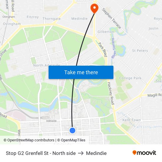 Stop G2 Grenfell St - North side to Medindie map