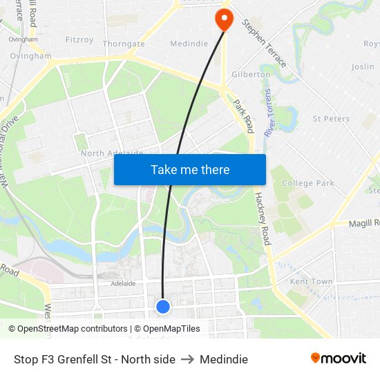 Stop F3 Grenfell St - North side to Medindie map