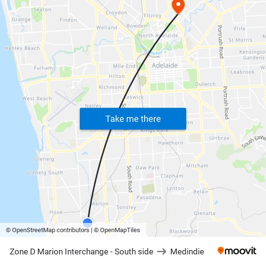 Zone D Marion Interchange - South side to Medindie map