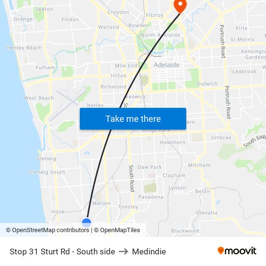 Stop 31 Sturt Rd - South side to Medindie map