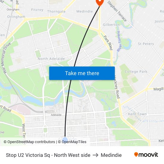 Stop U2 Victoria Sq - North West side to Medindie map