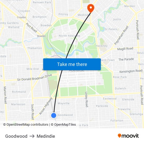 Goodwood to Medindie map
