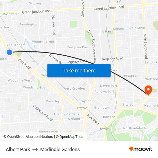 Albert Park to Medindie Gardens map