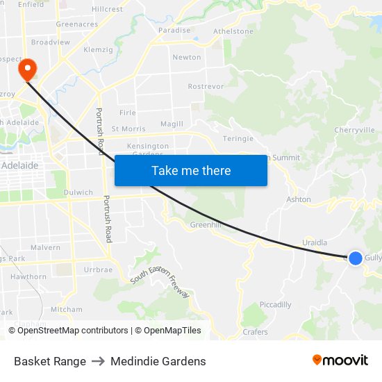 Basket Range to Medindie Gardens map