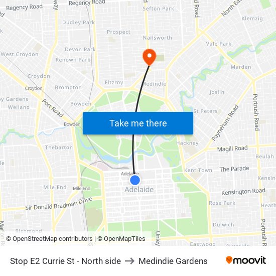 Stop E2 Currie St - North side to Medindie Gardens map