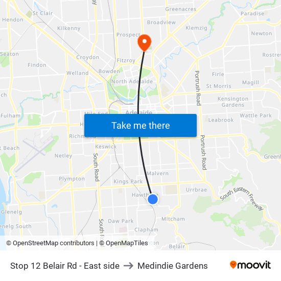 Stop 12 Belair Rd - East side to Medindie Gardens map
