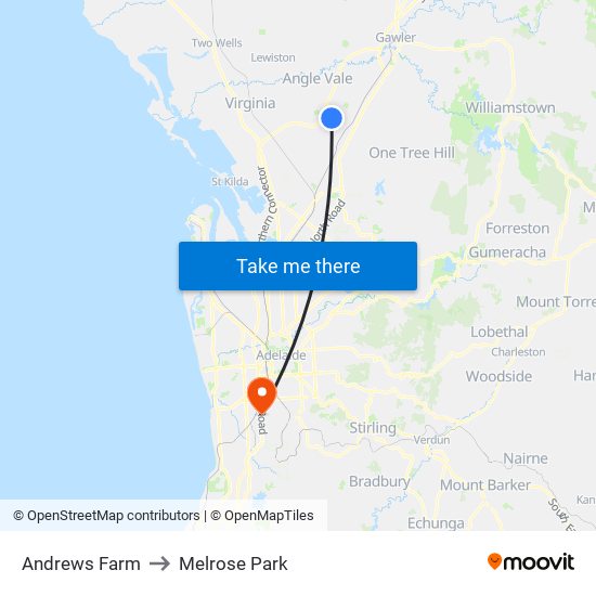 Andrews Farm to Melrose Park map