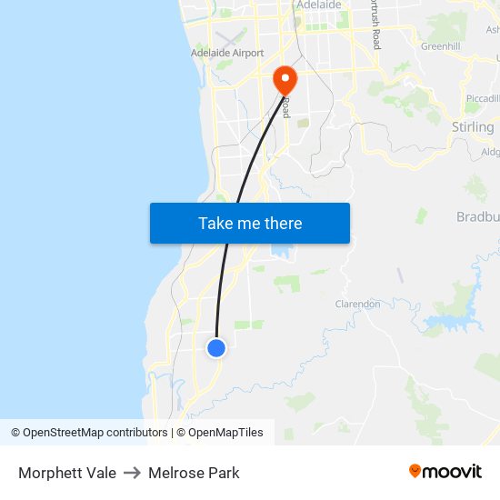 Morphett Vale to Melrose Park map