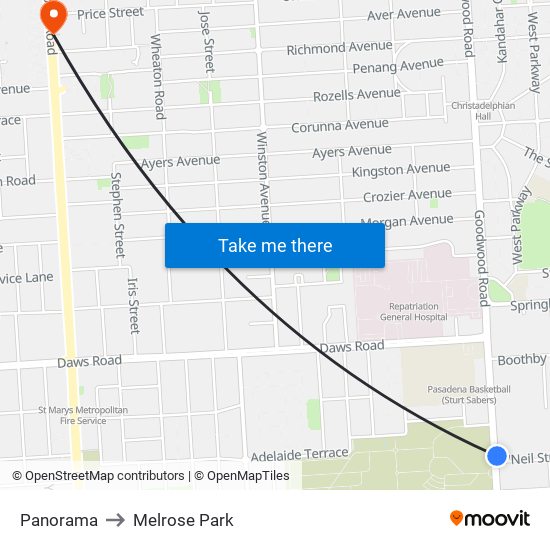 Panorama to Melrose Park map